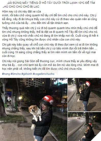 Giữa đêm đông lạnh giá, cô gái ôm chú cún đi lạc vòng quanh Hồ Tây, đứng suốt mấy tiếng đồng hồ để tìm chủ