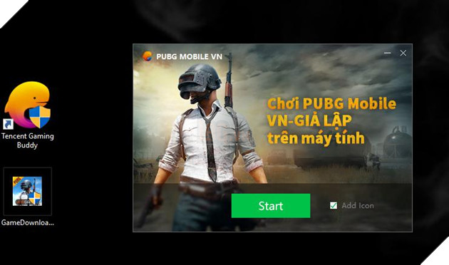 Quá trình cài đặt Tencent Gaming Buddy đã thành công, bấm Start để bắt đầu chơi PUBG Mobile giả lập bản VNG. Nguồn: Ảnh chụp màn hình.