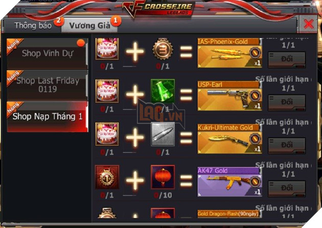 CrossFire Legends: Tặng set vũ khí VIP Transformers cùng sự kiện Nạp 1 được 2 ngay trong hôm nay 23/1 13