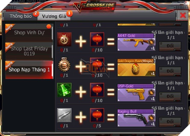 CrossFire Legends: Tặng set vũ khí VIP Transformers cùng sự kiện Nạp 1 được 2 ngay trong hôm nay 23/1 14