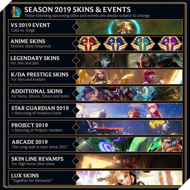 LMHT: Riot công bố lịch trình ra mắt trang phục năm 2019, Lux lại có thêm trang phục mới, xuất hiện trang phục Quyết Đấu Đại chiến chó mèo 