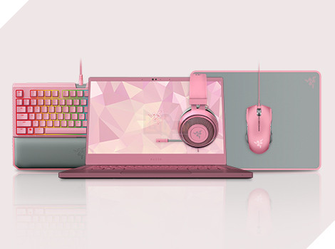 Ngoài laptop Razer Blade Stealth Quartz Pink Edition thì còn có các món phụ kiện Quartz Pink khác cũng được bán trong mùa Valentine năm nay. Nguồn: Internet.