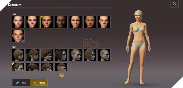 PUBG Mobile VN: Cach thay doi ngoai hinh, kieu toc cho nhan vat trong game 3 Tại đây bạn sẽ được lựa chọn kiểu gương mặt và kiểu tóc cho nhân vật cũng như giới tính (ở dưới cùng) nếu muốn. Ảnh chụp màn hình.