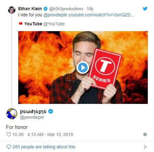 Bị hăm dọa bởi fan của T-Series, Youtuber hài kịch kêu fan ủng hộ PewDiePie 4