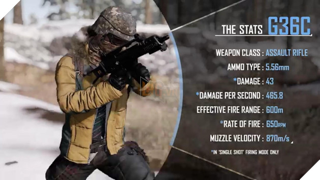 Thông số chi tiết G36C PUBG Mobile VNG. Nguồn: Internet.