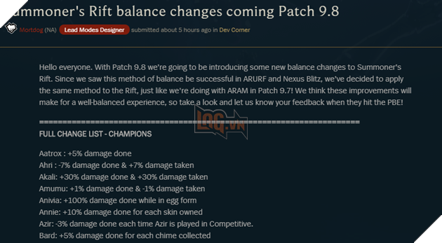 Riot lé cập nhật hot phiên bản 9.8, Cassiopeia cộng thêm 750% sát thương khi mang giày