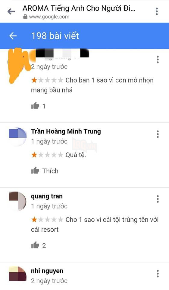 Nhân viên trung tâm Tiếng Anh van xin cộng đồng mạng ngưng rate 1 sao vì lỡ mang tên giống resort Aroma 3