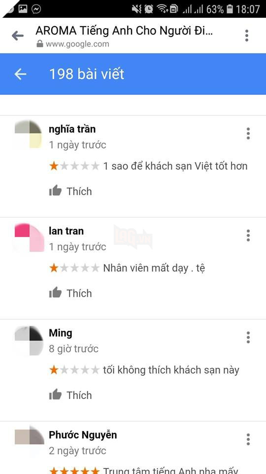 Nhân viên trung tâm Tiếng Anh van xin cộng đồng mạng ngưng rate 1 sao vì lỡ mang tên giống resort Aroma 4