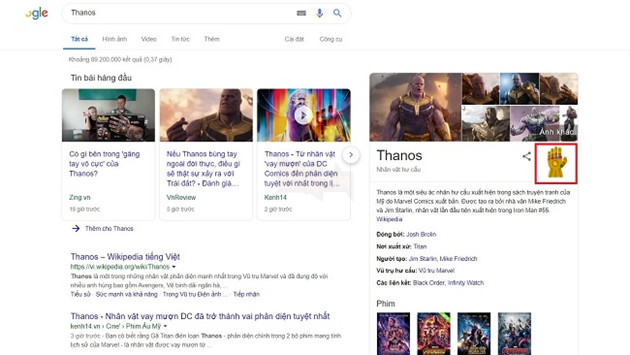 Khi Thanos chơi lầy, sẵn sàng làm bay màu kết quả tìm kiếm trên Google