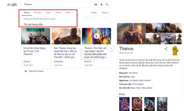 Khi Thanos chơi lầy, sẵn sàng làm bay màu kết quả tìm kiếm trên Google 3