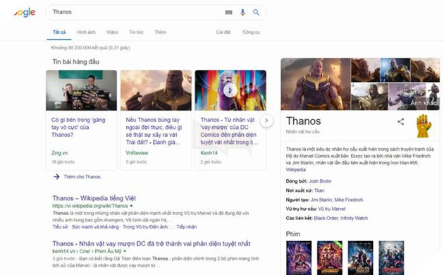 Khi Thanos chơi lầy, sẵn sàng làm bay màu kết quả tìm kiếm trên Google 5