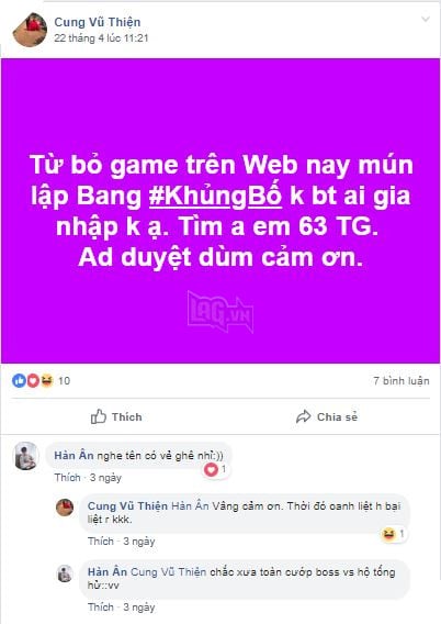 Chờ nghỉ lễ, game thủ Đại Kiếm Vương Mobile không quên lập bang chờ ngày game ra 6