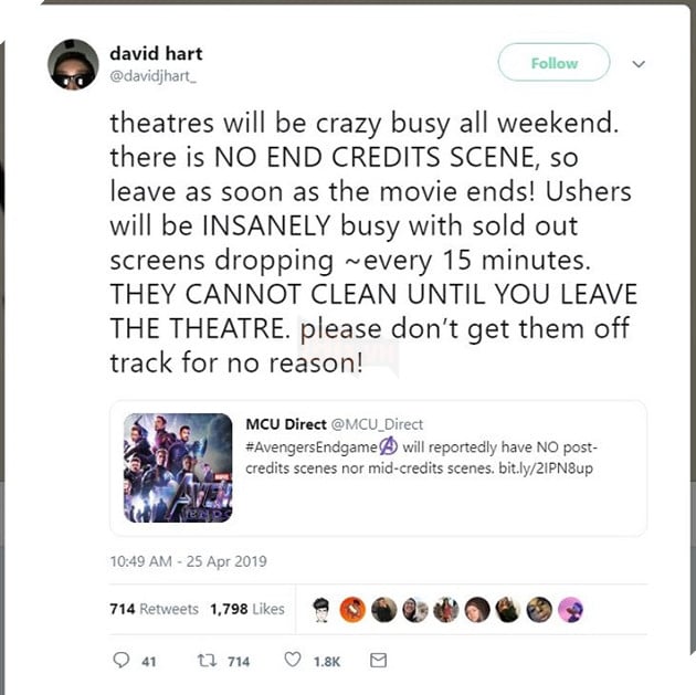 Nhiều rạp phim đăng đàn Avengers: Endgame không After-Credit, đề nghị khán giả ra về 2