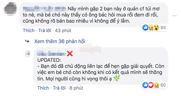  
Một bình luận tiết lộ thấy cặp đôi đã giao dịch với một người đàn ông khác. Phía quán cà phê cho biết cặp đôi đã chủ động liên hệ để giải quyết.