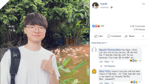 LMHT: Facebook của Faker tràn ngập trẻ trâu Việt, hết gạ kèo solo lại buông lời thô tục - Ảnh 1.