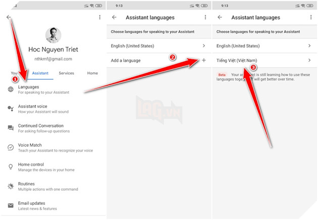 Cach bat Google Assistant ho tro giong noi tieng Viet anh em da thu chua 4