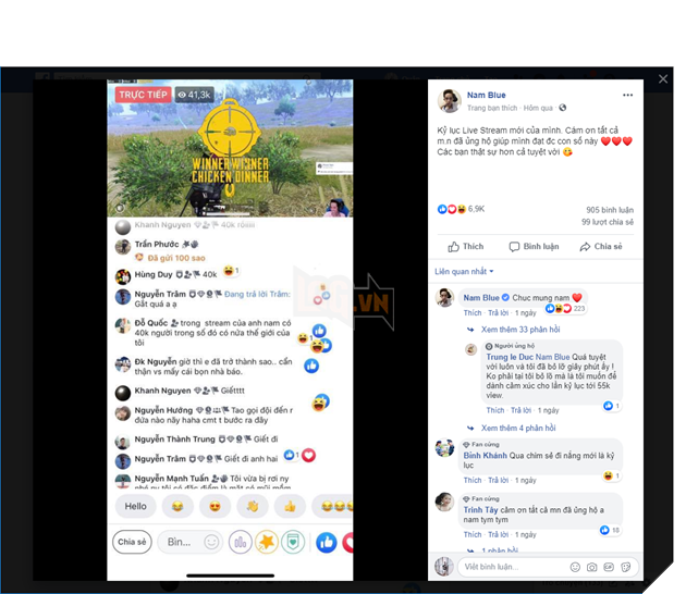 Một lần nữa Nam Blue lập kỷ lục, hơn 41K lượt xem livestream cùng lúc 5