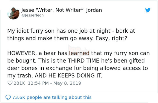 Gấu hối lộ nguyến khúc sườn nai cho chó canh nhà để có thể vào lục rác kiếm ăn 2