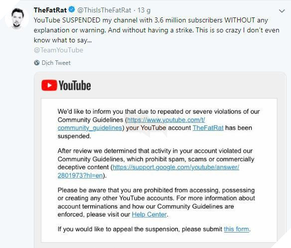 Nháº¡c sÄ© ná»i tiáº¿ng bá» YouTube xÃ³a kÃªnh vÃ¬ nghi ngá» ÄÃ£ Äáº¡o nháº¡c cá»§aâ¦ chÃ­nh mÃ¬nh - áº¢nh 1.