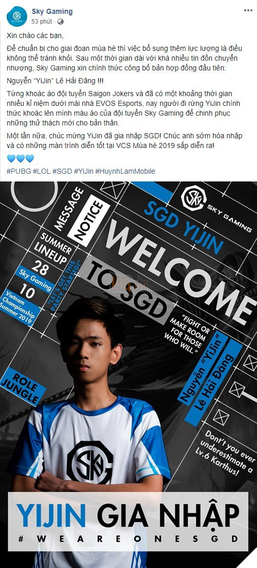 LMHT: YiJin gia nhập SGD, người hâm mộ vẫn gọi tên Stark Đại Đế