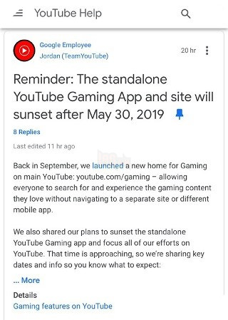 Google chính thức đóng cửa ứng dụng YouTube Gaming vào ngày 30/5 2