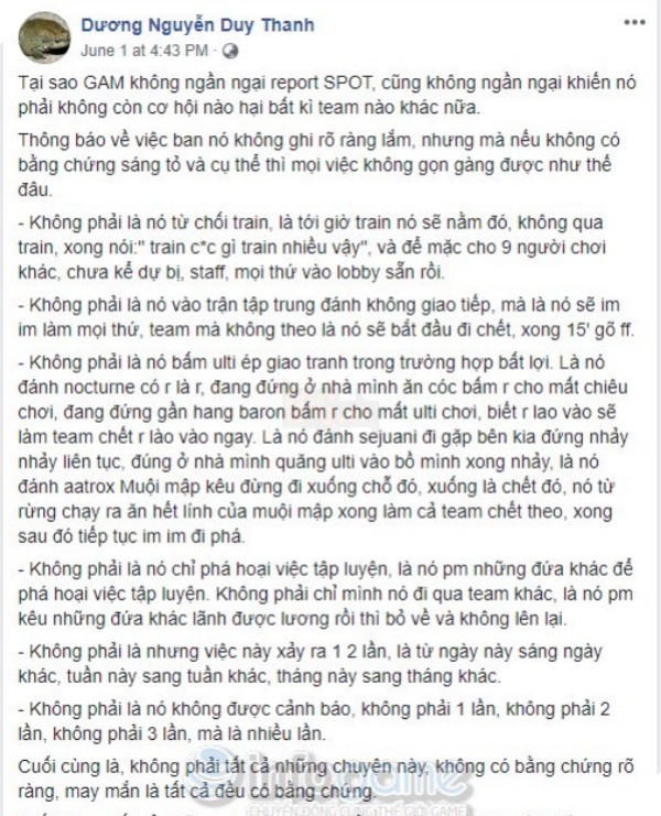 LMHT: Tinikun hé lộ lý do khiến GAM Esports phải xuống tay với Spot 2