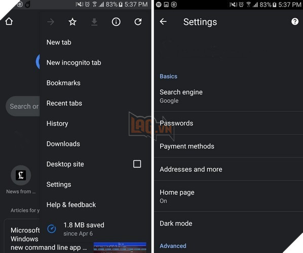 Mẹo bật Dark mode cho Chrome trên Android 4