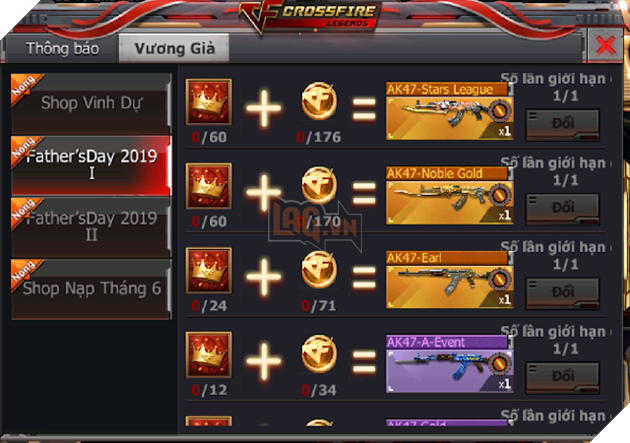 CrossFire Legends: Nạp 1 tặng 1 nhân dịp mùa giải Star League sắp khởi tranh 8