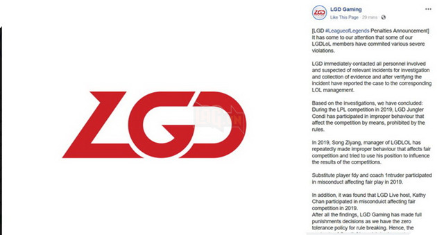 LMHT: LPL chính thức cấm thi đấu các tuyển thủ đội LGD sau phốt Cá Độ trực tiếp 4