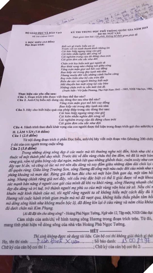 Äá» thi THPT quá»c gia 2019 mÃ´n Ngá»¯ VÄn: Há»i vá» tÃ¡c pháº©m Ai ÄÃ£ Äáº·t tÃªn cho dÃ²ng sÃ´ng? - áº¢nh 1.