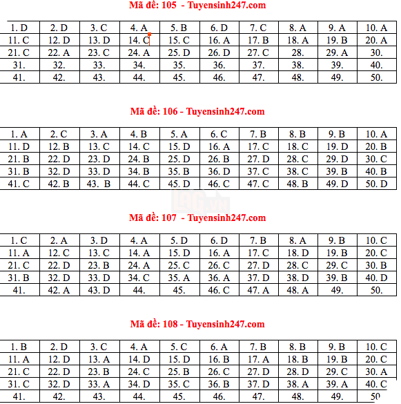 Đáp án đề thi THPT quốc gia 2019 môn Toán (tất cả mã đề) - Ảnh 3.