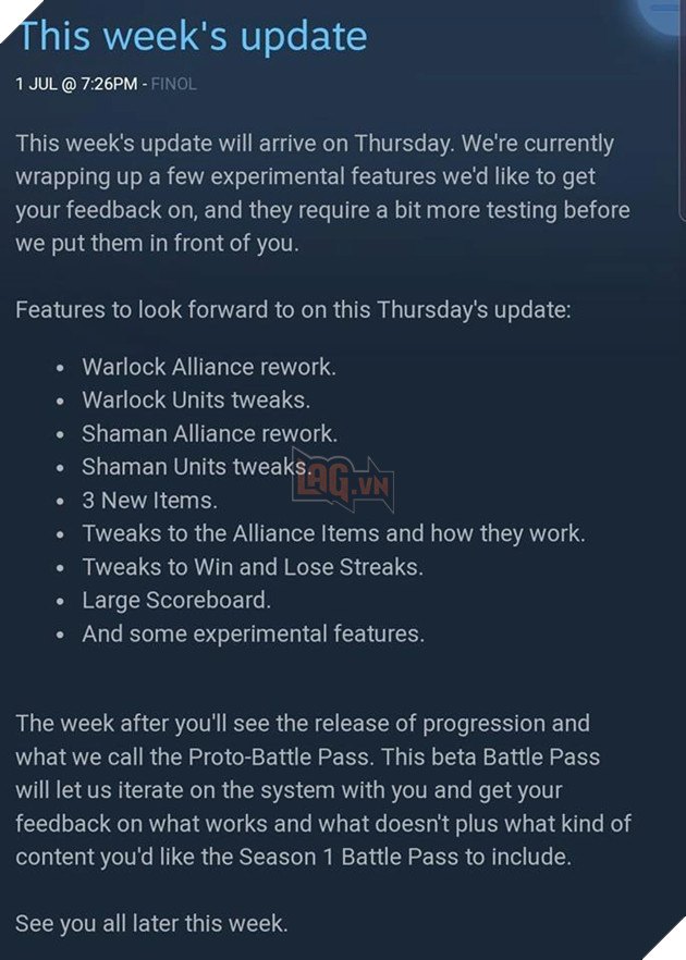 Dota Underlords - Sơ lược bản cập nhật ngày 4 tháng 7 - Chuẩn bị ra Proto Battle Pass 2