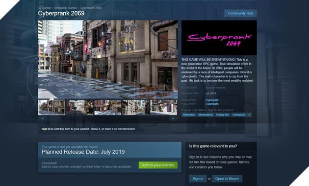 Tựa game Cyberprank 2069 đạo nhái Cyberpunk 2077, và cuối cùng đã bị gỡ bỏ khỏi Steam 2