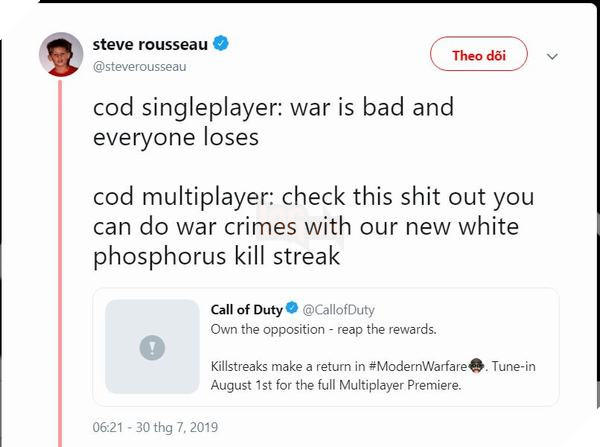 Call of Duty: Modern Warfare gây tranh cãi vì Killstreak Phốt-pho trắng 3