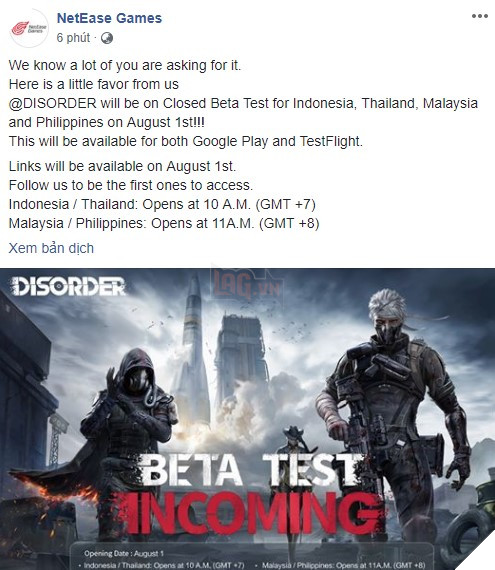 Disorder - Game sinh tồn của NetEase chuẩn bị được test không giới hạn tại SEA