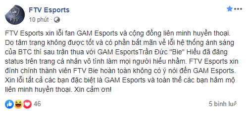 LMHT: Để thua GAM Esports, FTV bức xúc cho rằng ban tổ chức VCS thiên vị 5