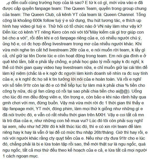 Ohsusu lên tiếng phản pháo cực mạnh về việc The Queen Team bị Dorie tố quỵt tiền 4