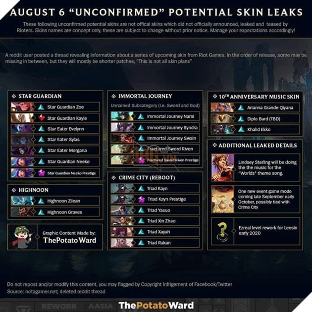 LMHT: Rò rỉ một loạt trang phục mới sẽ xuất hiện trong năm 2019, trang phục nào cũng rất chất lượng