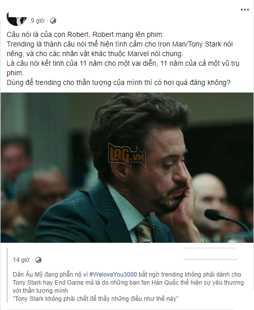 Câu nói kinh điển I love you 3000 của Tony Stark gây tranh cãi khi bất ngờ được trending cho người khác - Ảnh 1.