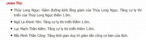 Võ Lâm Truyền Kỳ Mobile điều chỉnh lại bộ kỹ năng của nhiều môn phái 2