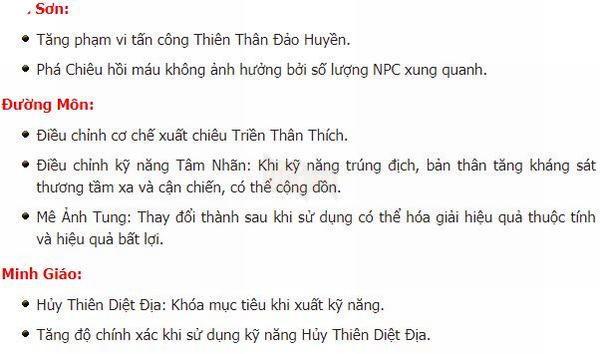 Võ Lâm Truyền Kỳ Mobile điều chỉnh lại bộ kỹ năng của nhiều môn phái 4