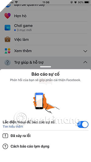 Hướng dẫn: Tắt ứng dụng Shake Lắc để thông báo sự cố trên Facebook 4