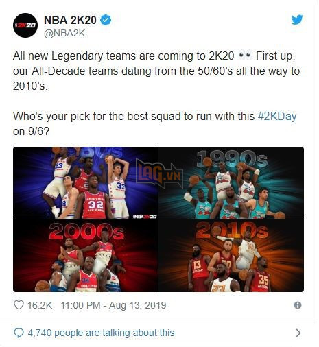 NBA 2k20 ra mắt bộ hình huyền thoại , chuẩn bị cho một mùa giải mới