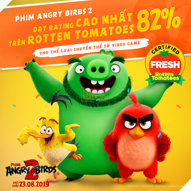 Angry Birds 2 mở màn với 82% tươi trên Rotten Tomatoes 3
