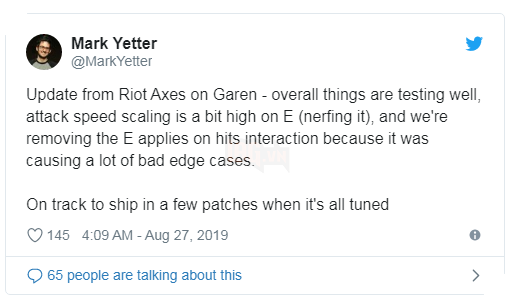 LMHT: Riot Games nhanh chóng loại bỏ toàn bộ thay đổi đã áp dụng cho Garen vì nó quá lố bịch 2