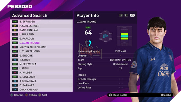 Bộ tứ Đặng Văn Lâm, Công Phượng, Văn Hậu, Xuân Trường có mặt trong PES 2020 2