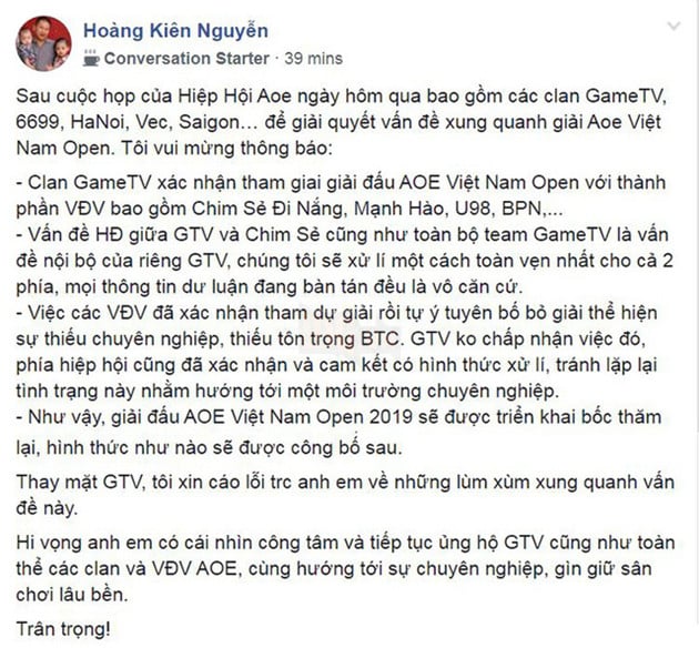 Chim Sẻ Đi Nắng chính thức quay trở lại với GTV, chuẩn bị tham gia AoE Việt Nam Open 2019 3