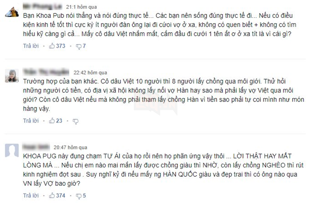 Khoa Pug cho rằng chồng Hàn quá nghèo nên mới qua lấy vợ Việt, cộng đồng ủng hộ quan điểm hết mình 5