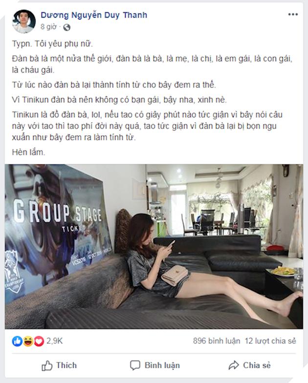 LMHT: Bị gọi là đàn bà, Tinikun phản pháo cực gắt, không quên khoe hình bạn gái của mình