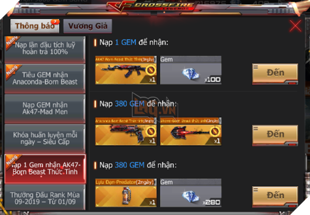 CrossFire Legends: Nạp 1 được 2, nhận vũ khí VIP AK47 Born Beast Thức Tỉnh ngay hôm nay 8